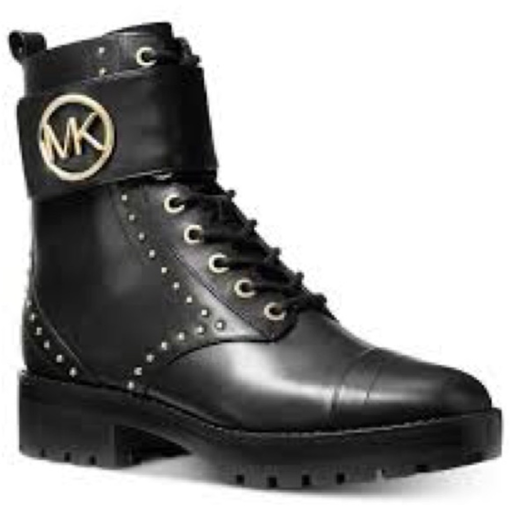 Michael Kors Black Studded Combat Boots